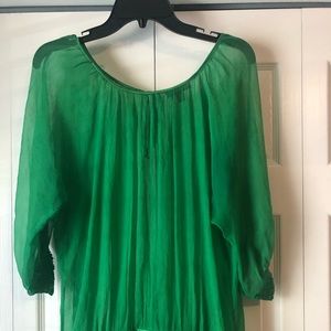 Green BEBE sheer blouse
